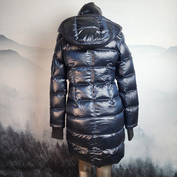 BCBGMaxazria Metallic Sapphire Down Puffer Coat | Women's XS - Picture 12 of 16